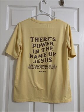 Women’s Yellow “There’s Power In The Name Of Jesus” Short Sleeve Tee